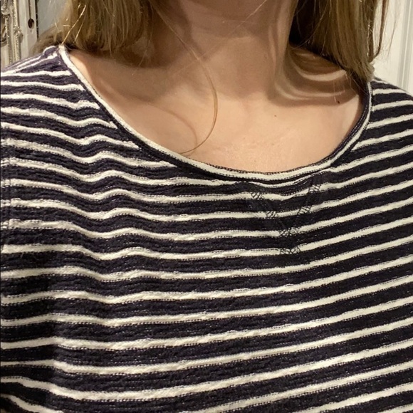 Lands End Thick Warm French Terry Striped Crew - Picture 11 of 13